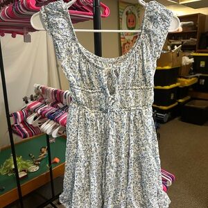 Aeropostale White and Light Blue Floral Mini Dress